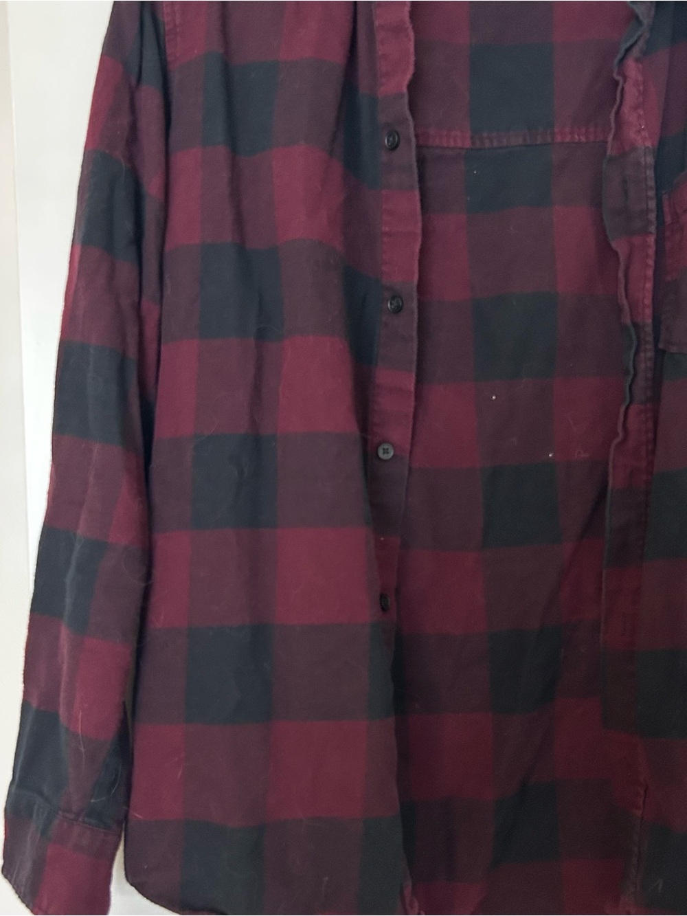 Divided Men's Burgundy and Black Plaid Button-Down Shirt